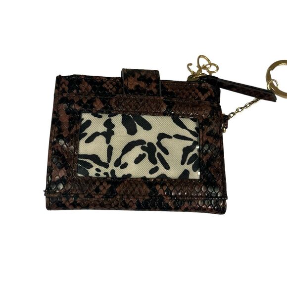 Jessica Simpson Women's Brown Snake Print Card Wallet with Keychain - Picture 4 of 6